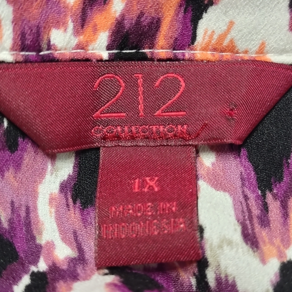 212 Collection 1X Multicolor Leopard Print Blouse 3/4 Sleeve Purple Pink V-neck - Picture 6 of 7